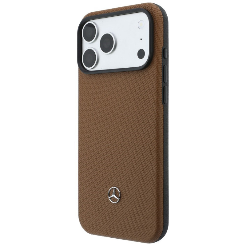 Mercedes-Benz Grill Pattern Leather MagSafe Case and Card Wallet Set for Apple iPhone 18 Pro Max / 17 Pro Max, camel