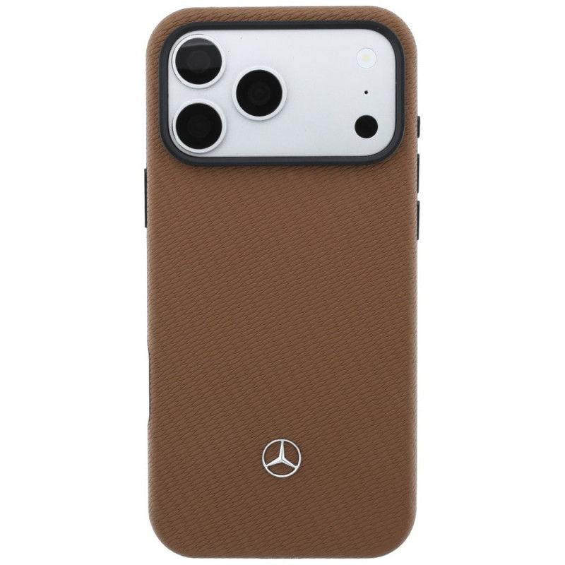 Mercedes-Benz Grill Pattern Leather MagSafe Case and Card Wallet Set for Apple iPhone 18 Pro Max / 17 Pro Max, camel