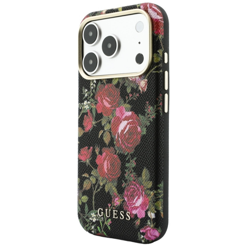 Guess Blossom Roses Print MagSafe Case for Apple iPhone 18 Pro Max / 17 Pro Max, black