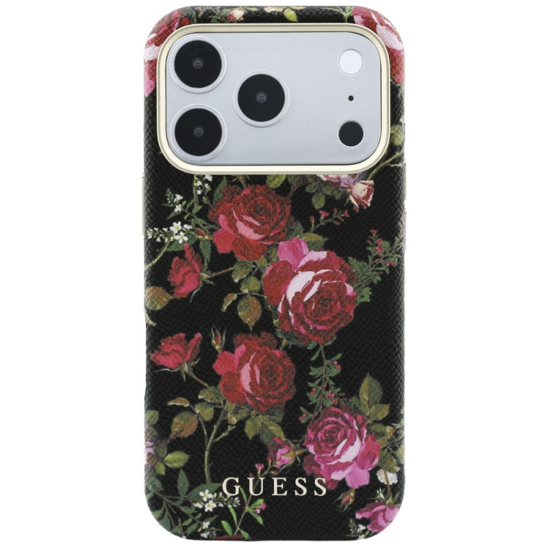 Guess Blossom Roses Print MagSafe Case for Apple iPhone 18 Pro Max / 17 Pro Max, black