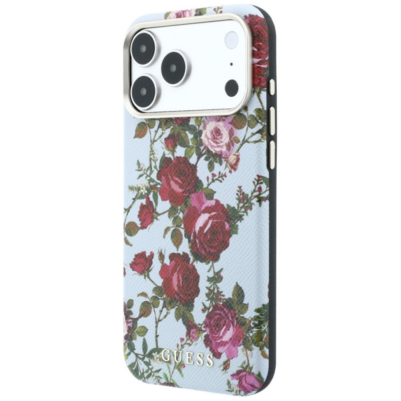Guess GUE6026 Blossom Roses Print MagSafe Case for Apple iPhone 18 Pro / 17 Pro, blue