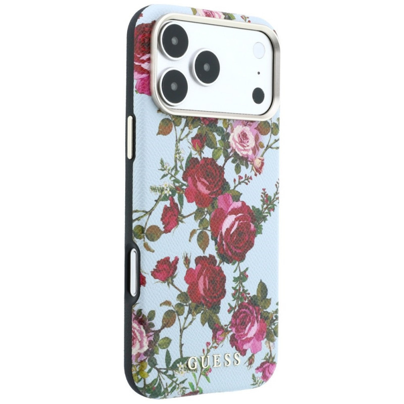 Guess GUE6026 Blossom Roses Print MagSafe Case for Apple iPhone 18 Pro / 17 Pro, blue