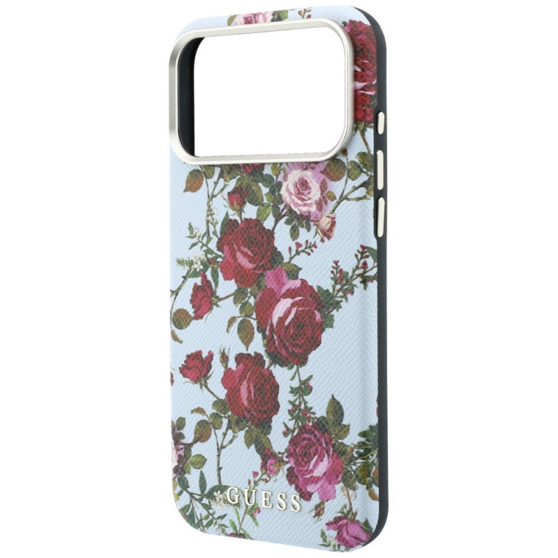 Guess GUE6026 Blossom Roses Print MagSafe Case for Apple iPhone 18 Pro / 17 Pro, blue