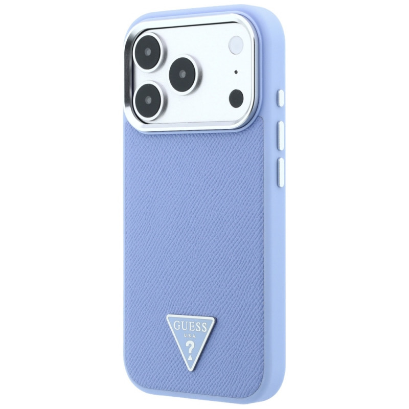 Guess Grained Triangle Logo MagSafe Hardcase for Apple iPhone 18 Pro / 17 Pro, blue