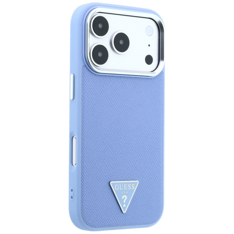 Guess Grained Triangle Logo MagSafe Hardcase for Apple iPhone 18 Pro / 17 Pro, blue
