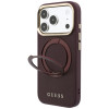 Guess Ring Stand 360 Grained Classic Logo MagSafe Case for Apple iPhone 18 Pro / 17 Pro, burgundy