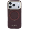 Guess Ring Stand 360 Grained Classic Logo MagSafe Case for Apple iPhone 18 Pro / 17 Pro, burgundy