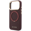 Guess Ring Stand 360 Grained Classic Logo MagSafe Case for Apple iPhone 18 Pro / 17 Pro, burgundy
