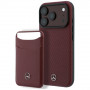 Mercedes-Benz Grill Pattern Leather MagSafe Case and Card Wallet Set for Apple iPhone 18 Pro / 17 Pro, burgundy