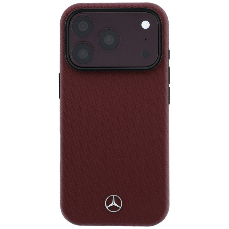 Mercedes-Benz Grill Pattern Leather MagSafe Case and Card Wallet Set for Apple iPhone 18 Pro / 17 Pro, burgundy