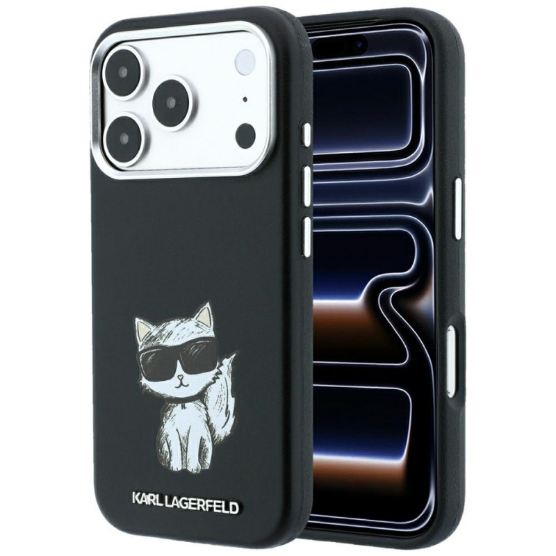 Karl Lagerfeld Smooth Choupette Sketch MagSafe Case for Apple iPhone 18 Pro Max / 17 Pro Max, Black