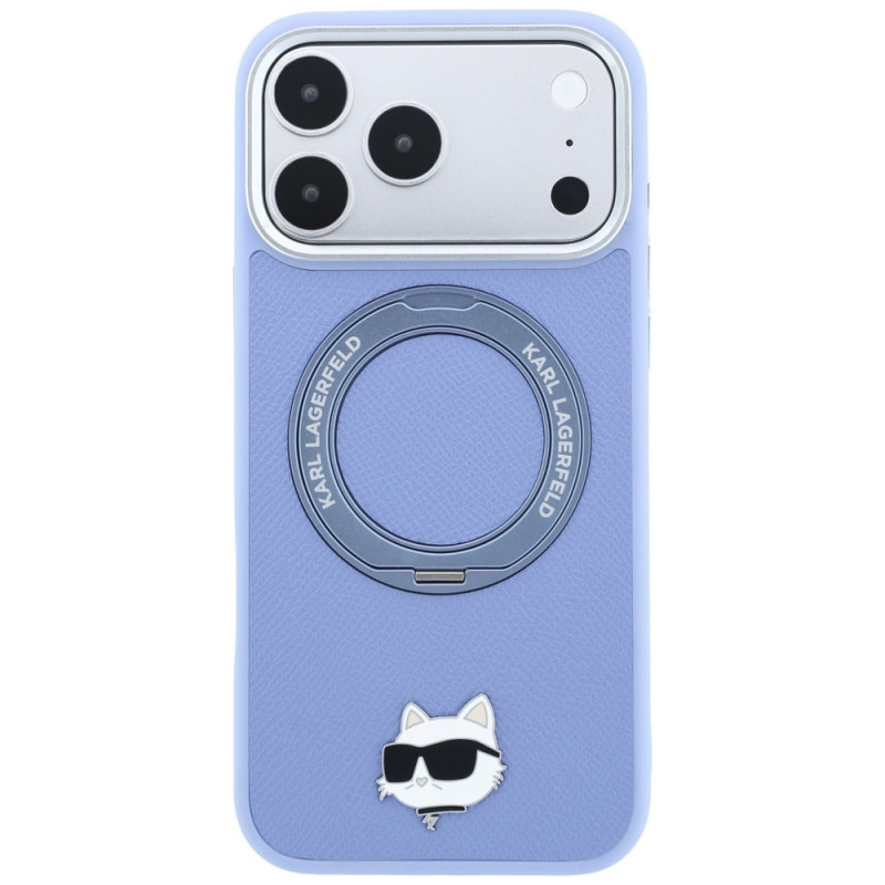 Karl Lagerfeld with Ring Stand 360 Choupette Head Pin MagSafe Case for Apple iPhone 18 Pro Max / 17 Pro Max, Light Blue (KF003220)