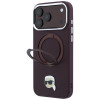 Karl Lagerfeld with Ring Stand 360 Karl Head Pin MagSafe Case for Apple iPhone 18 Pro Max / 17 Pro Max, Burgundy