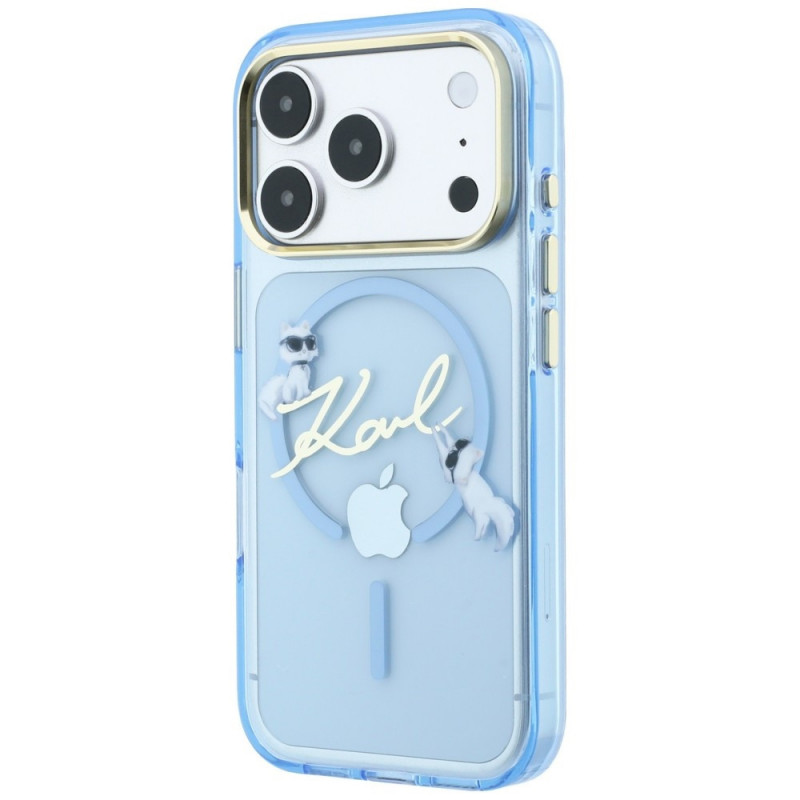 Karl Lagerfeld Script Logo MagSafe Case for Apple iPhone 18 Pro / 17 Pro, Light Blue