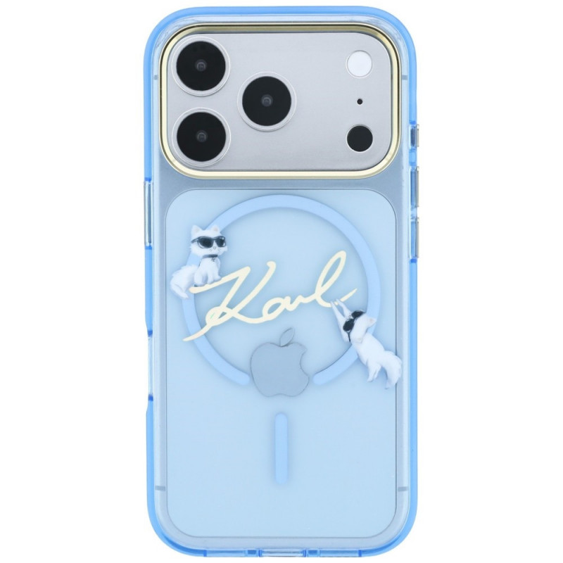 Karl Lagerfeld Script Logo MagSafe Case for Apple iPhone 18 Pro / 17 Pro, Light Blue
