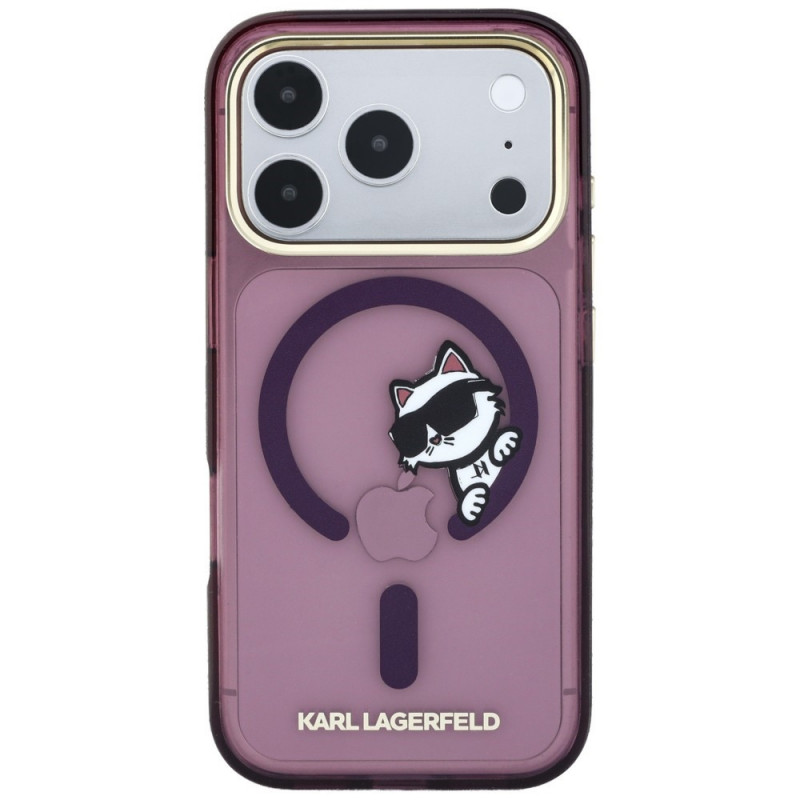 Karl Lagerfeld Peekaboo Logo MagSafe Case for Apple iPhone 18 Pro / 17 Pro, Burgundy