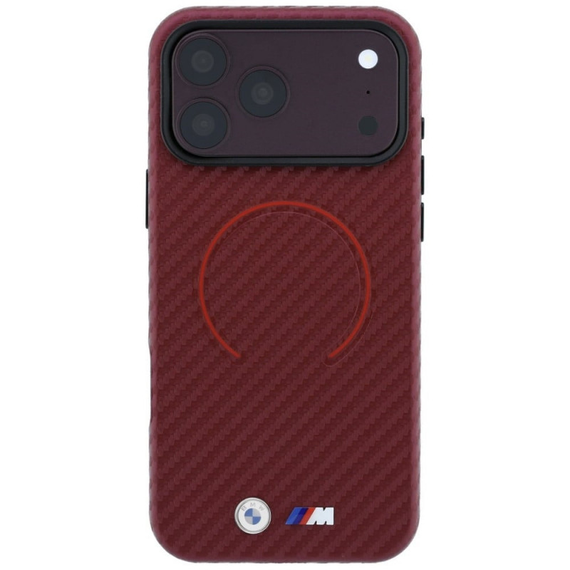 BMW M Carbon Printed Ring MagSafe Case for Apple iPhone 18 Pro / 17 Pro, burgundy