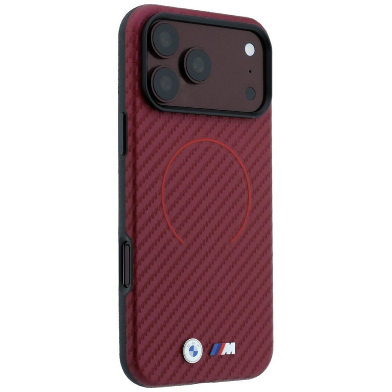 BMW M Carbon Printed Ring MagSafe Case for Apple iPhone 18 Pro / 17 Pro, burgundy