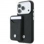 BMW Quilted Pattern Metal Logo Case and Wallet Set for Apple iPhone 18 Pro / 17 Pro, black