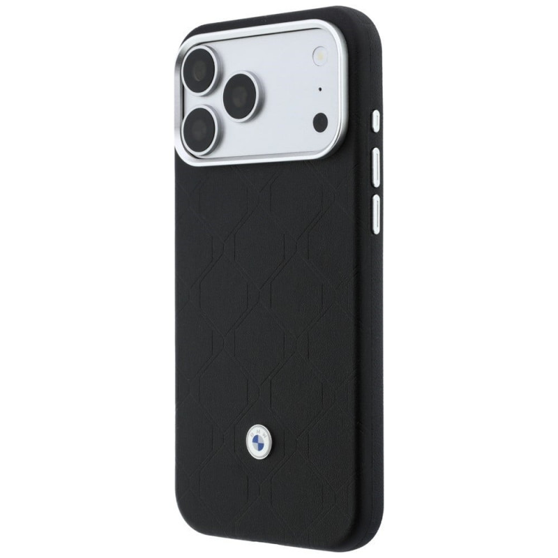 BMW Quilted Pattern Metal Logo Case and Wallet Set for Apple iPhone 18 Pro / 17 Pro, black