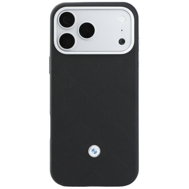 BMW Quilted Pattern Metal Logo Case and Wallet Set for Apple iPhone 18 Pro / 17 Pro, black