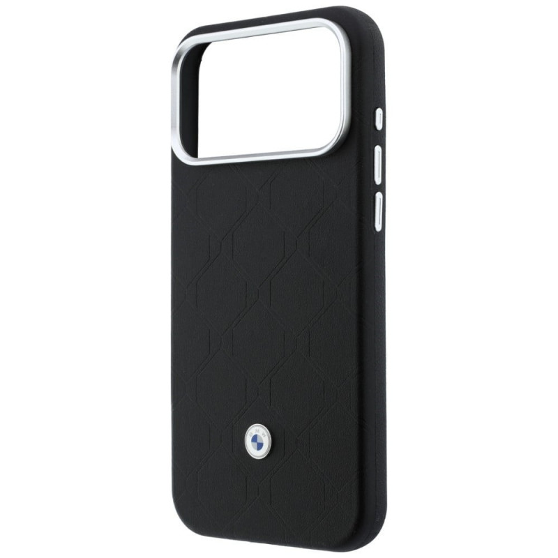 BMW Quilted Pattern Metal Logo Case and Wallet Set for Apple iPhone 18 Pro / 17 Pro, black