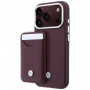 BMW Quilted Pattern Metal Logo Case and Wallet Set for Apple iPhone 18 Pro / 17 Pro, burgundy