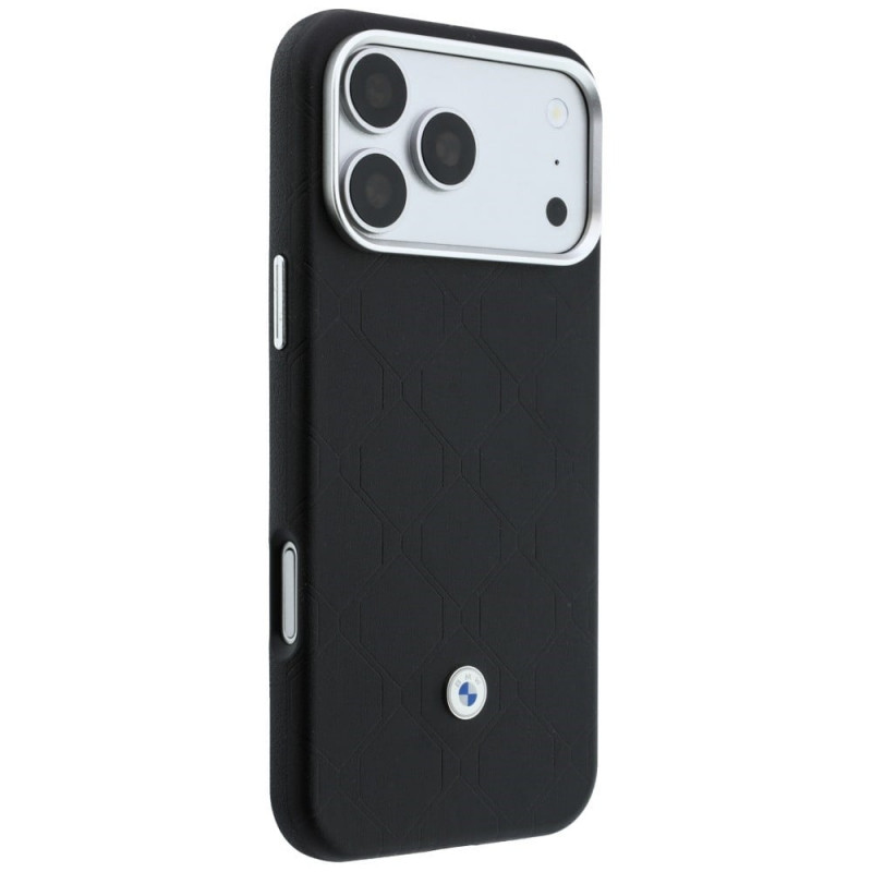 BMW Quilted Pattern Metal Logo Case and Wallet Set for Apple iPhone 18 Pro Max / 17 Pro Max, black
