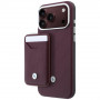 BMW Quilted Pattern Metal Logo Case and Wallet Set for Apple iPhone 18 Pro Max / 17 Pro Max, burgundy