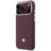 BMW Quilted Pattern Metal Logo Case and Wallet Set for Apple iPhone 18 Pro Max / 17 Pro Max, burgundy