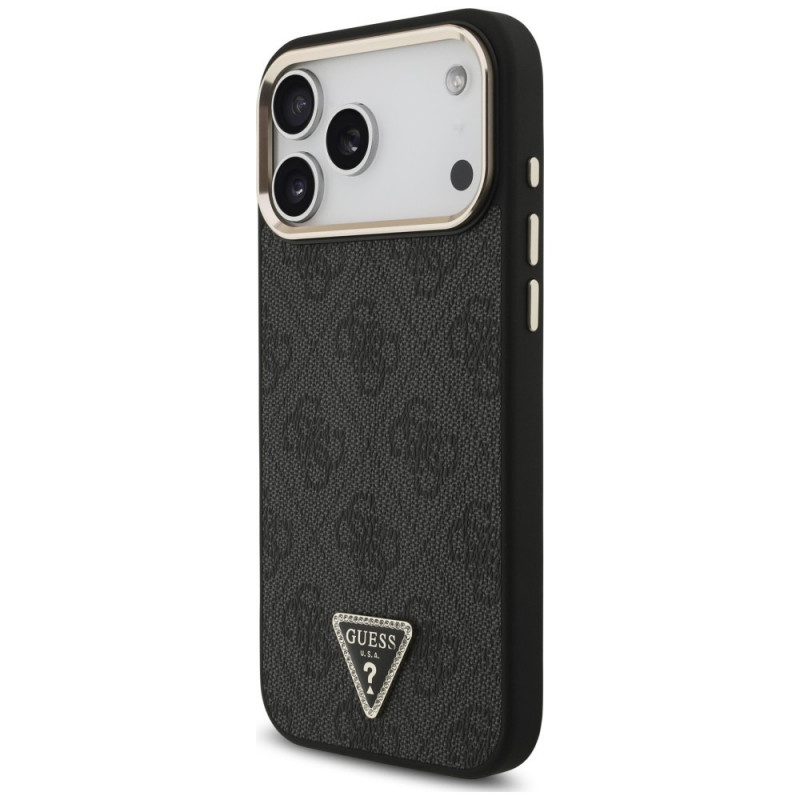Guess 4G Triangle Logo MagSafe Case for Apple iPhone 18 Pro Max / 17 Pro Max, black gold