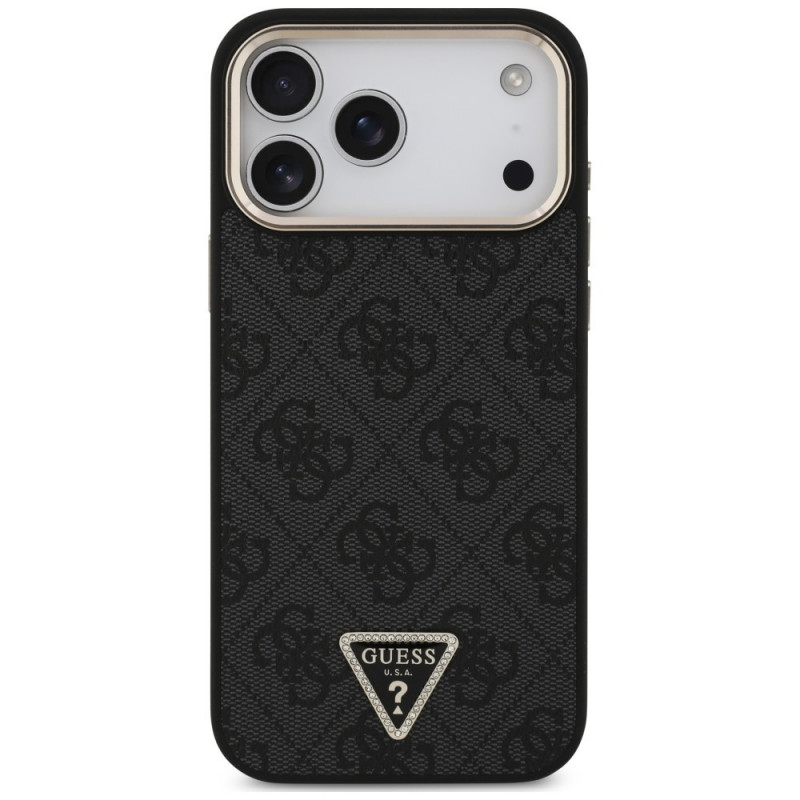Guess 4G Triangle Logo MagSafe Case for Apple iPhone 18 Pro Max / 17 Pro Max, black gold