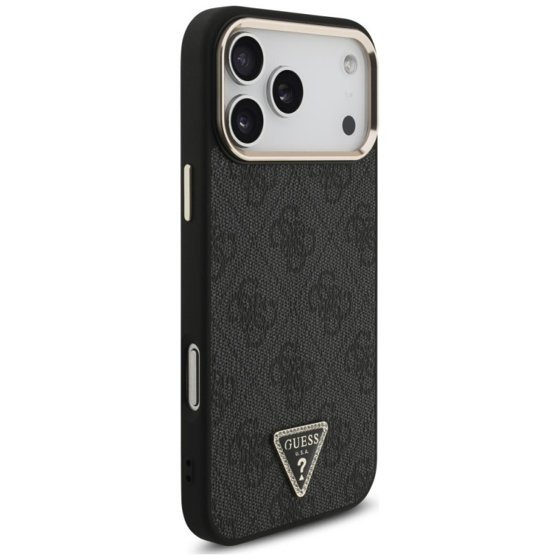 Guess 4G Triangle Logo MagSafe Case for Apple iPhone 18 Pro Max / 17 Pro Max, black gold