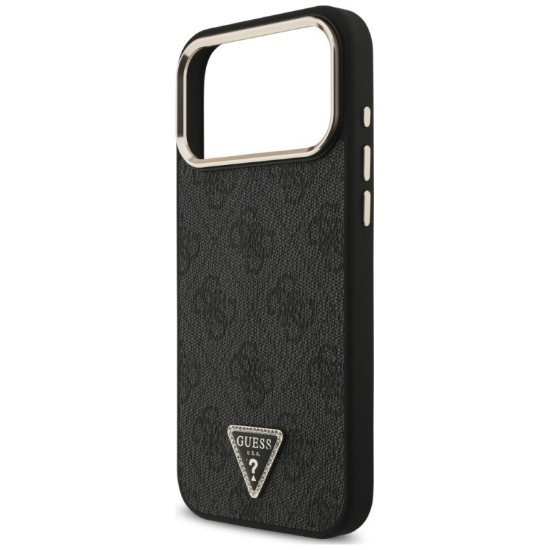 Guess 4G Triangle Logo MagSafe Case for Apple iPhone 18 Pro Max / 17 Pro Max, black gold