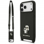 Karl Lagerfeld Saffiano Karl&Choupette Metal Pin CBDY Strap Case for Apple iPhone 18 Pro / 17 Pro, black