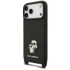 Karl Lagerfeld Saffiano Karl&Choupette Metal Pin CBDY Strap Case for Apple iPhone 18 Pro / 17 Pro, black