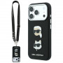 Karl Lagerfeld Saffiano Karl&Choupette Heads Pins Strap Logo Case for Apple iPhone 18 Pro / 17 Pro, black