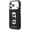 Karl Lagerfeld Saffiano Karl&Choupette Heads Pins Strap Logo Case for Apple iPhone 18 Pro / 17 Pro, black