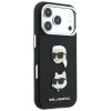 Karl Lagerfeld Saffiano Karl&Choupette Heads Pins Strap Logo Case for Apple iPhone 18 Pro / 17 Pro, black