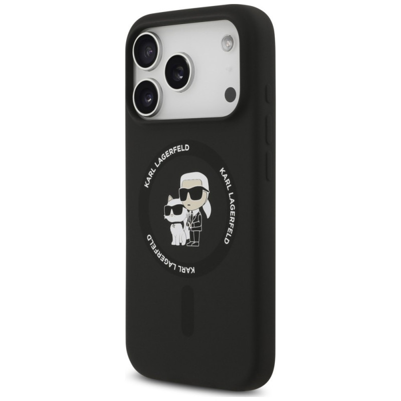 Karl Lagerfeld Silicone Karl&Choupette Ring MagSafe Case for Apple iPhone 18 Pro Max / 17 Pro Max, black