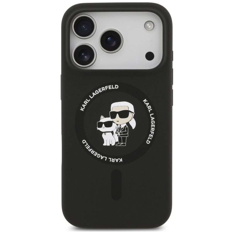 Karl Lagerfeld Silicone Karl&Choupette Ring MagSafe Case for Apple iPhone 18 Pro Max / 17 Pro Max, black