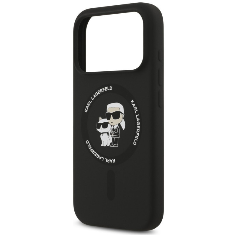 Karl Lagerfeld Silicone Karl&Choupette Ring MagSafe Case for Apple iPhone 18 Pro Max / 17 Pro Max, black