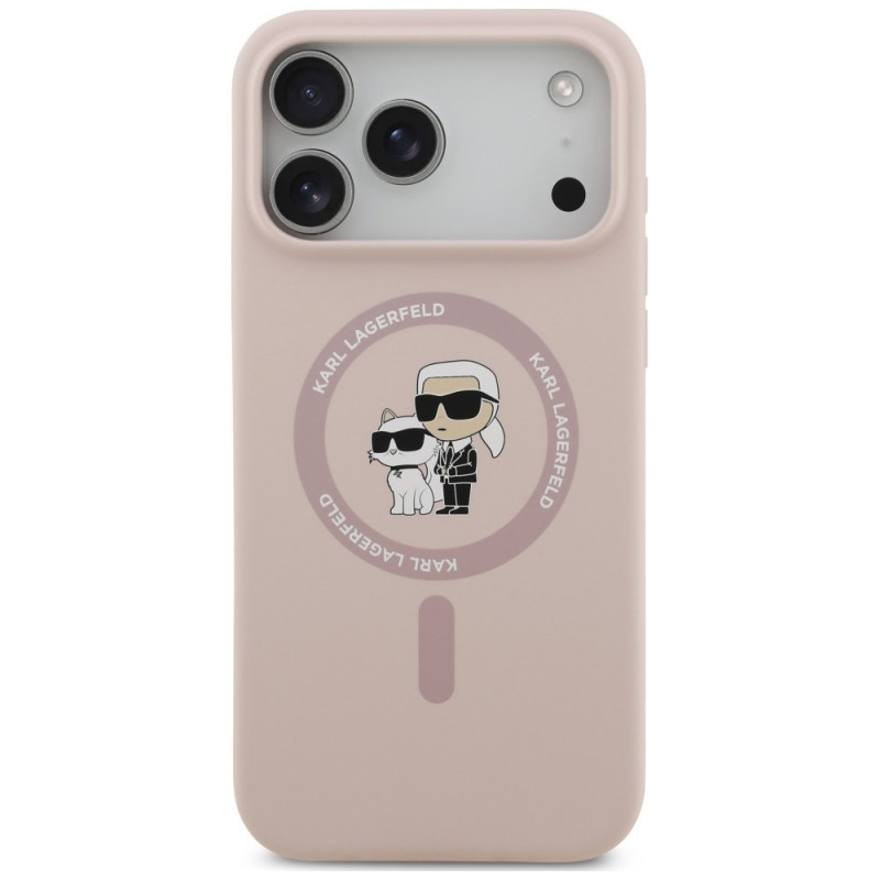 Karl Lagerfeld Silicone Karl&Choupette Ring MagSafe Case for Apple iPhone 18 Pro Max / 17 Pro Max, pink