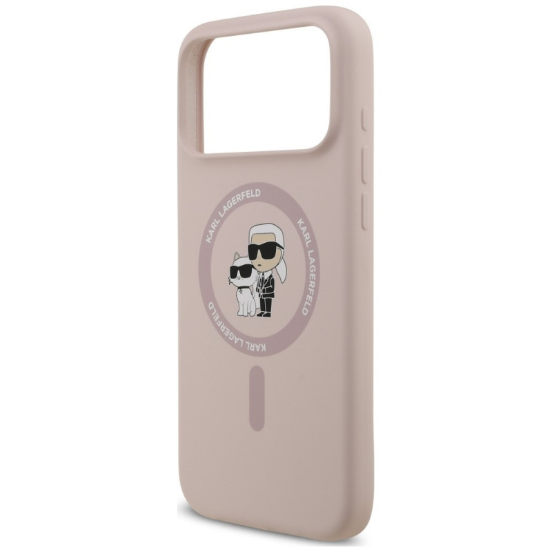 Karl Lagerfeld Silicone Karl&Choupette Ring MagSafe Case for Apple iPhone 18 Pro Max / 17 Pro Max, pink