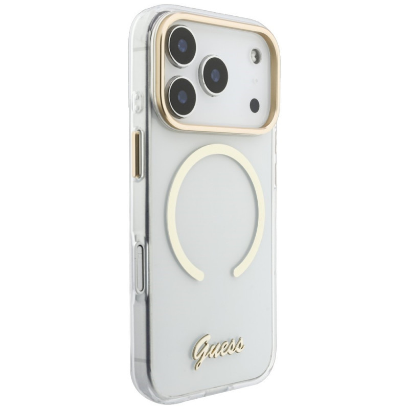 Guess IML Script Metal MagSafe Case for Apple iPhone 18 Pro / 17 Pro, transparent