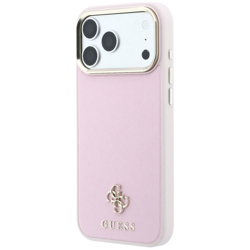 Guess Saffiano Small 4G & Classic Logo MagSafe Case for Apple iPhone 18 Pro / 17 Pro, pink