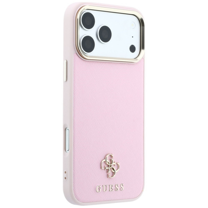 Guess Saffiano Small 4G & Classic Logo MagSafe Case for Apple iPhone 18 Pro / 17 Pro, pink