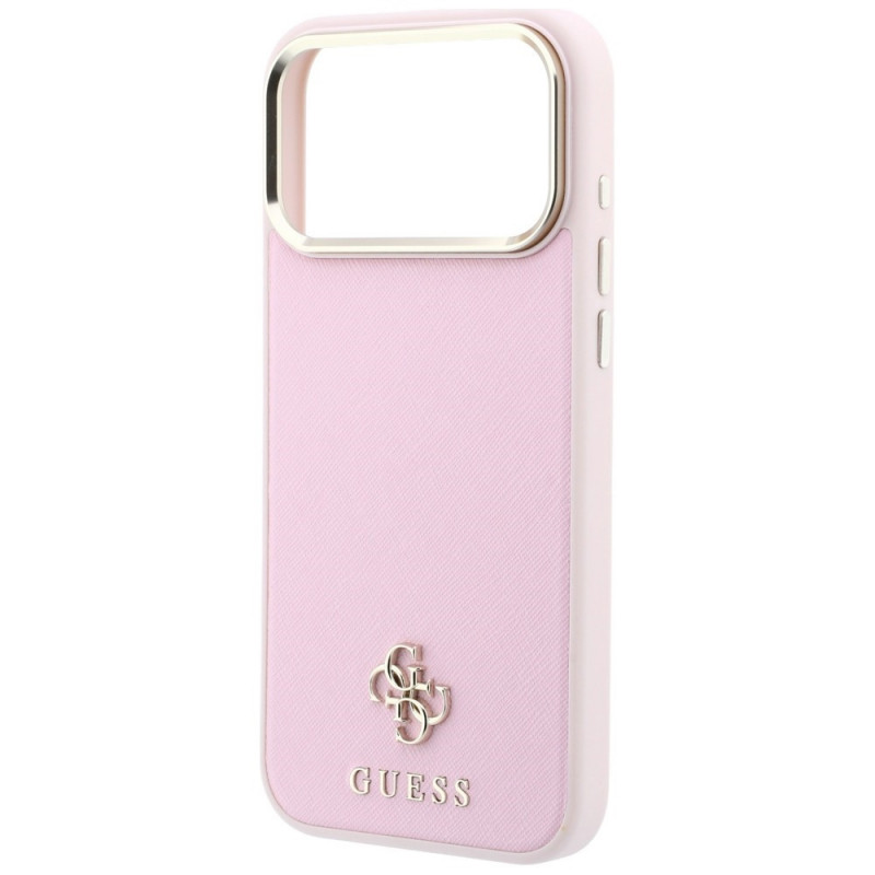 Guess Saffiano Small 4G & Classic Logo MagSafe Case for Apple iPhone 18 Pro / 17 Pro, pink