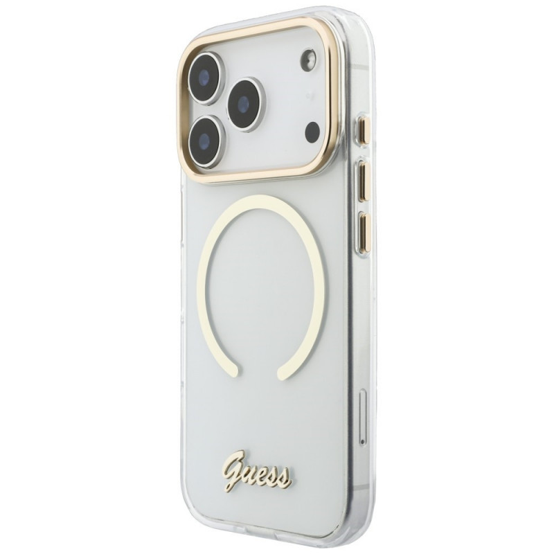 Guess IML Script Metal MagSafe Case for Apple iPhone 18 Pro Max / 17 Pro Max, transparent