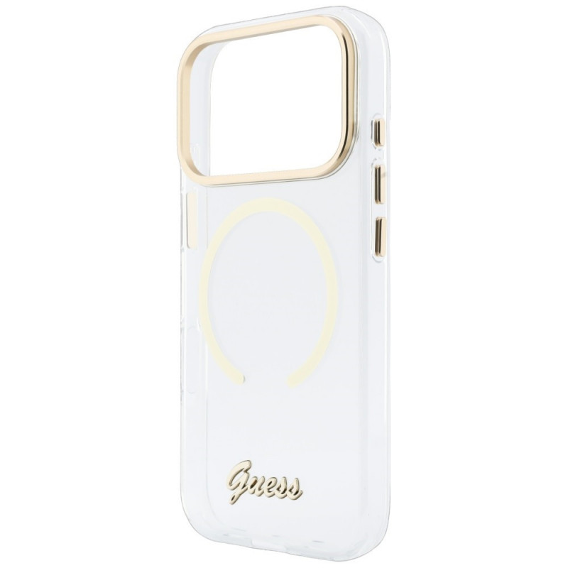Guess IML Script Metal MagSafe Case for Apple iPhone 18 Pro Max / 17 Pro Max, transparent